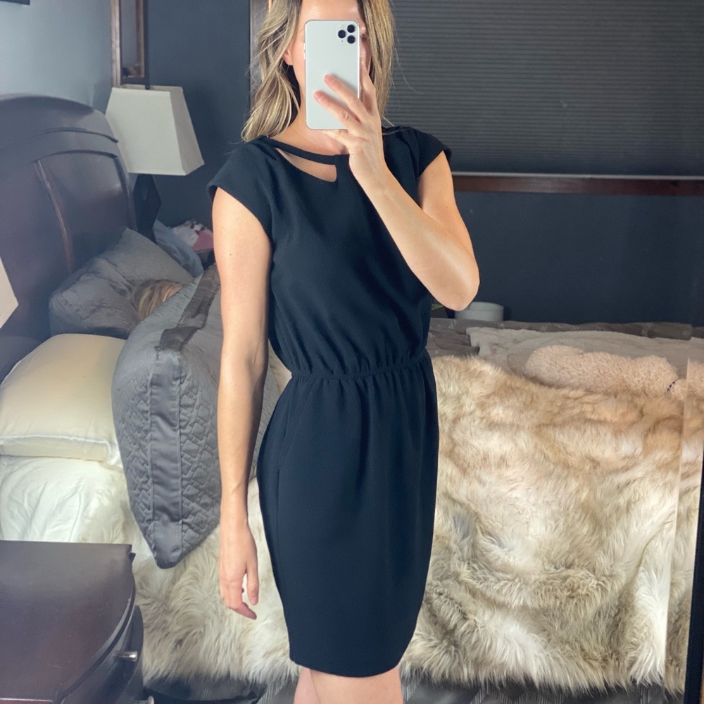 Bcbgeneration Collar Cutout Black Mini Dress, Med… - image 3